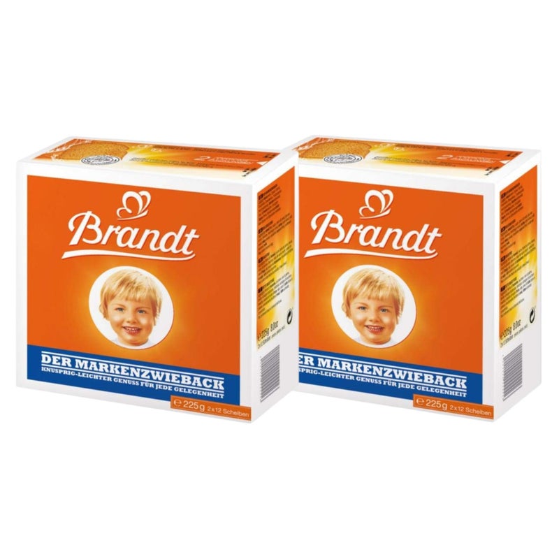 Brandt Zwieback Rusk | Sweetened Crispy Bread | Perfect for Teething Children | Enjoy With Sweet or Savory toppings | 8 oz each [Pack of 2] - Image 2